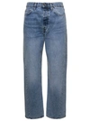 TOTÊME LIGHT BLUE STRAIGHT FIVE-POCKETS JEANS WITH LOGO PATCH IN COTTON DENIM