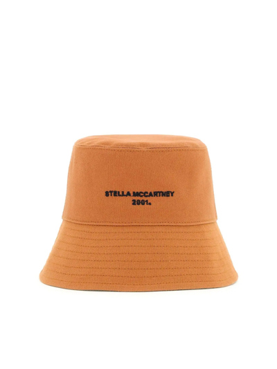 Stella Mccartney Eco Cotton Logo Bucket Hat In Brown