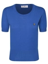 Vivienne Westwood Fitted Short-sleeved Top With Embroidered Emblem In Blue