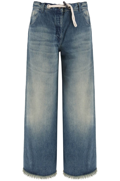 Moncler Genius Cropped Buttoned Jeans In Light Blue