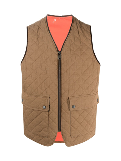 Dsquared2 Reversible Quilted Vest Jacket In Brown