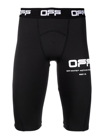 Off-white Logo Waistband Active Tight Shorts In Black