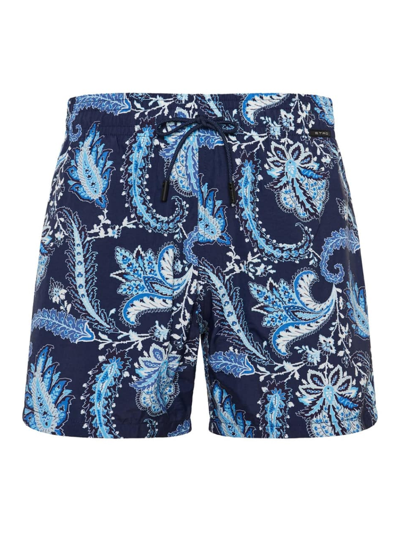 Etro Paisley-print Swim Shorts In Light Blue