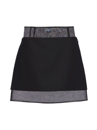 Prada Wool Miniskirt With Crinoline In 40