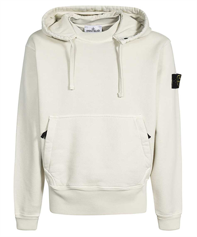 Stone Island Compass Patch Drawstring Hoodie In White