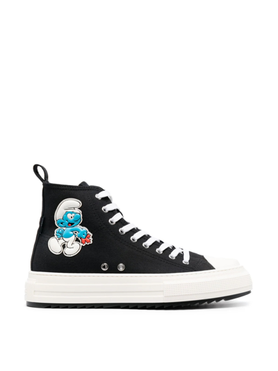 Dsquared2 Handy Smurf High Top Sneakers In Black