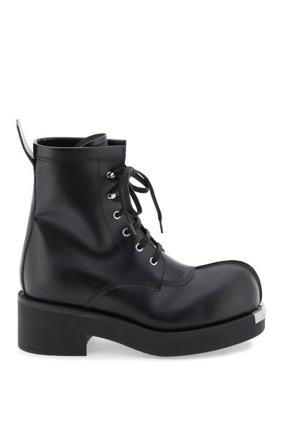 Mm6 Maison Margiela Leather Lace-up Ankle Boots In Black