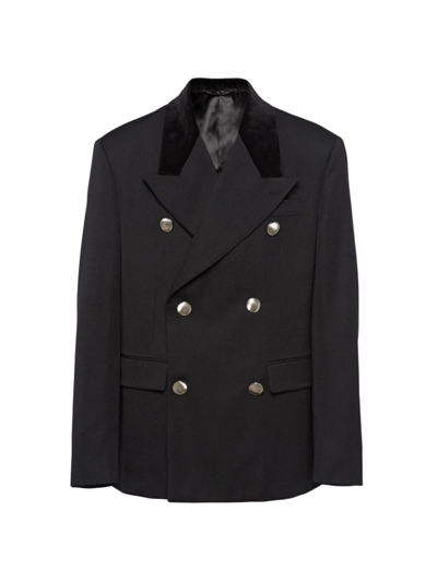 Prada Double-breasted Wool Jacket In Black