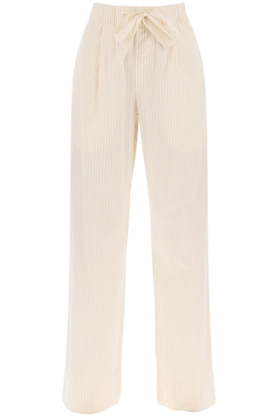 Birkenstock X Tekla Pajama Pants In Striped Organic Poplin In Beige