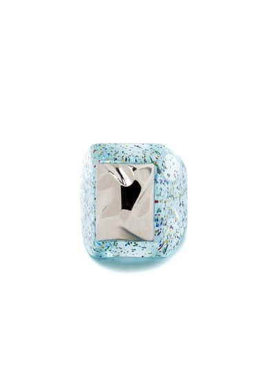 La Manso Mountains Silver Peak Glittered Plastic Ring In Not Applicable