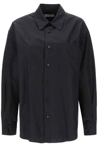 Lemaire Navy Relaxed Shirt In Black