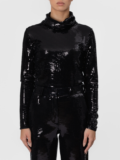 Seventy Turtleneck Sweater With Square Sequins In Black