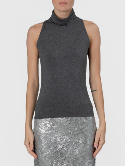 Seventy Viscose Turtleneck Top In Grey