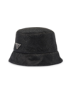 Prada Satin Bucket Hat With Crystals In Black