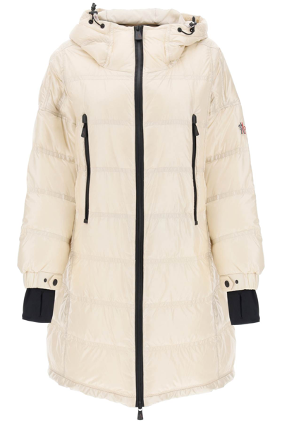 Moncler Rochelair Long Hooded Down Jacket In White