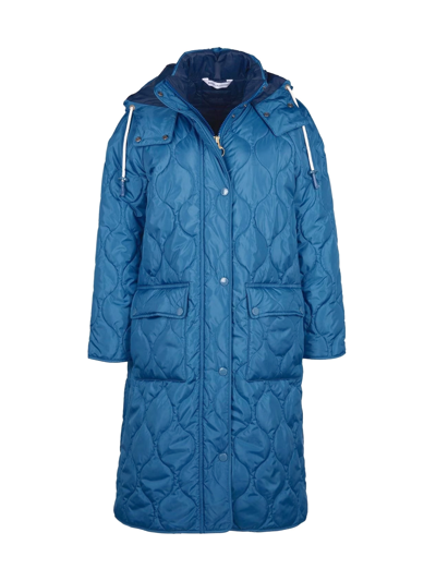 Barbour X Alexachung Nevis Quilted Coat Jacket In Blue