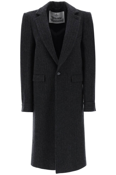 Vivienne Westwood Alien Teddy Single-breasted Coat In Grey