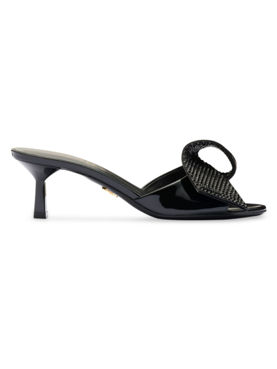 Prada Patent Leather Sandals In Black