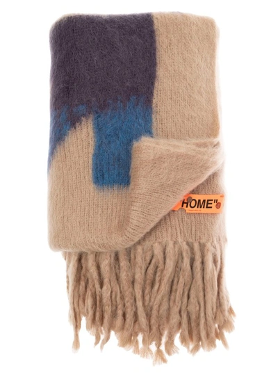 Off-white Beige Mohair Blanket With Arrow Print Off White In Not Applicable