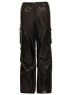 Salvatore Santoro Brown Cargo Pants In Nappa Leather Woman In Black