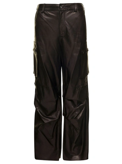 SALVATORE SANTORO NAPPA LEATHER CARGO PANTS