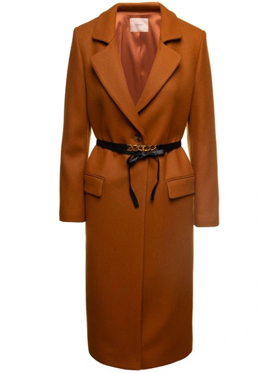 TWINSET BROWN BELTED COAT