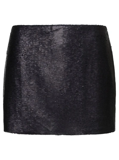 GAUGE81 KAILUA' MINI BLACK SKIRT WITH ALL-OVER MICRO PAILLETTES IN POLYESTER