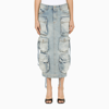 Attico Cargo Denim Skirt In Light Blue