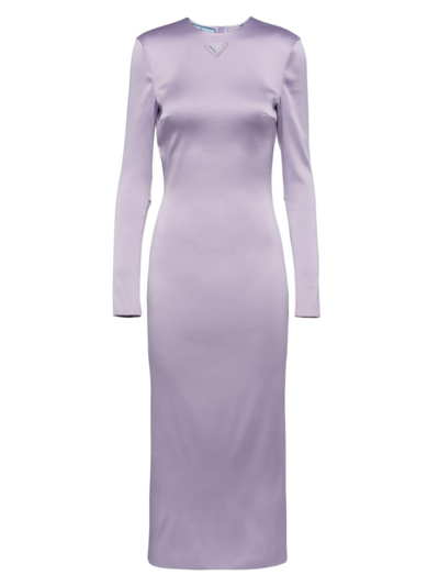 Prada Satin Midi-dress In Wisteria