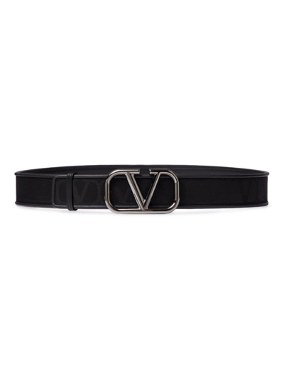 Valentino Garavani Toile Iconographe Vlogo Belt In Black