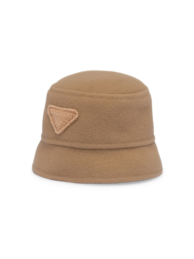 Prada Triangle-logo Bucket-hat In Camel Brown