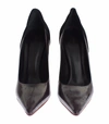 CEDRIC CHARLIER CÉDRIC CHARLIER GRAY BLACK LEATHER SUEDE HEELS PUMPS WOMEN'S SHOES