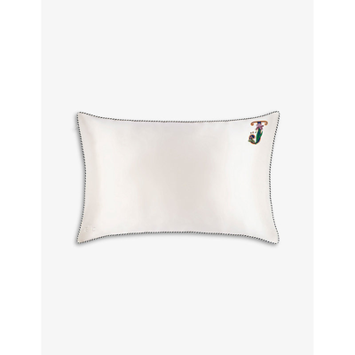 Slip J Queen Letter-embroidered Silk Pillowcase 51cm X 76cm