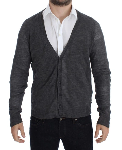 Costume National C'n'c   Wool Button Cardigan Jumper In Grey