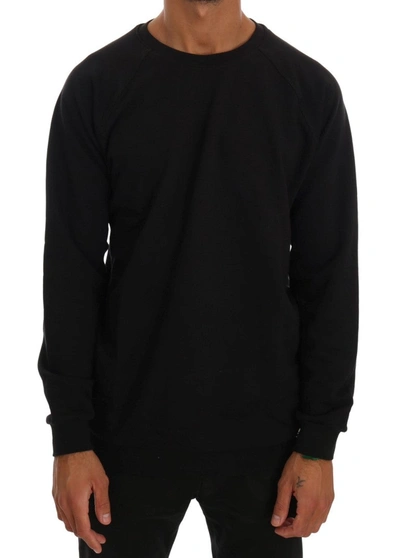 Daniele Alessandrini Elegant Black Cotton Crewneck Men's Sweater