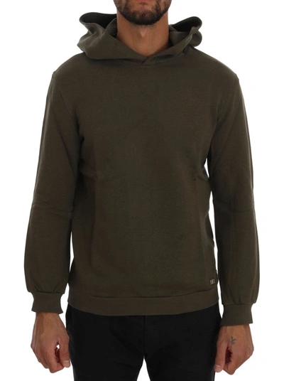 DANIELE ALESSANDRINI DANIELE ALESSANDRINI ELEGANT GREEN COTTON HOODED MEN'S SWEATER