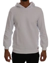 DANIELE ALESSANDRINI DANIELE ALESSANDRINI ELEGANT WHITE COTTON HOODED MEN'S SWEATER