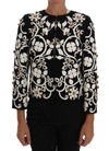DOLCE & GABBANA DOLCE & GABBANA FLORAL EMBROIDERED CRYSTAL WOOL COAT WOMEN'S JACKET
