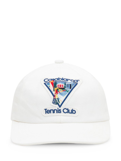 Casablanca Tennis Club Icon Logo Embroidered Baseball Cap In White