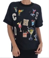 Dolce & Gabbana Black Brocade Cocktail Crystal Sweater In Black