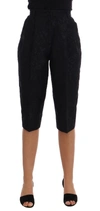 Dolce & Gabbana Black Brocade High Waist Capri Shorts In Black