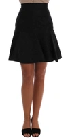 Dolce & Gabbana Black Floral Jacquard Silk A-line Skirt In Black