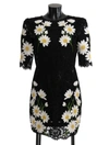 DOLCE & GABBANA DOLCE & GABBANA BLACK FLORAL LACE CHAMOMILE EMBROIDERED WOMEN'S DRESS