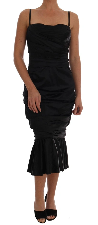 Dolce & Gabbana Elegant Silk Stretch Bustier Midi Women's Dress In Black