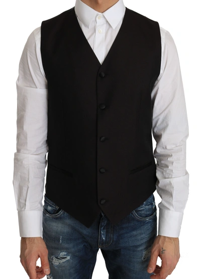 Dolce & Gabbana Elegant Black Silk Blend Formal Men's Vest