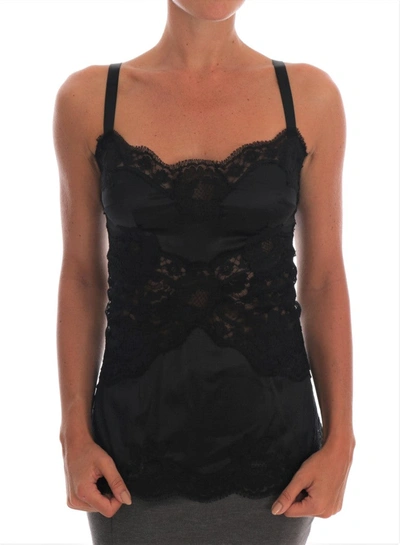 Dolce & Gabbana Silk Blend Black Lace Top Dressing Women's Gown
