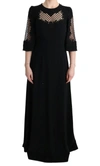 Dolce & Gabbana Black Ricamo Wool Stretch Maxi Dress In Black