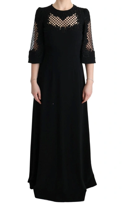 Dolce & Gabbana Elegant Black Floral Maxi Women's Dress