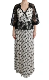 DOLCE & GABBANA DOLCE & GABBANA BLACK WHITE POLKA DOTTED FLORAL WOMEN'S DRESS