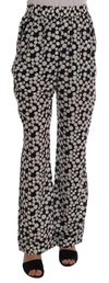 Dolce & Gabbana Black White Polka Dottes Silk Pants In Black/white